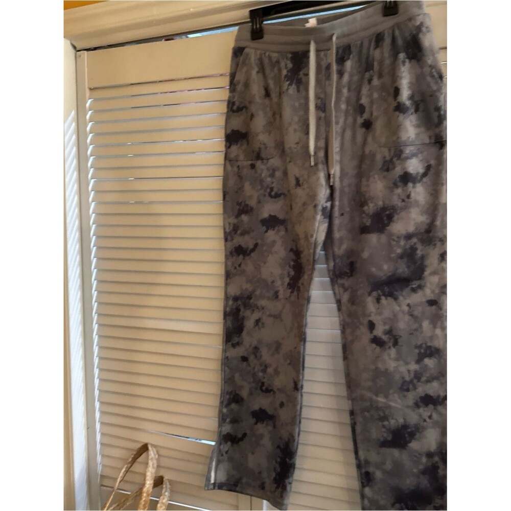 Adrienne Vittadini Women's Gray Tie-Dye Jogger Pants